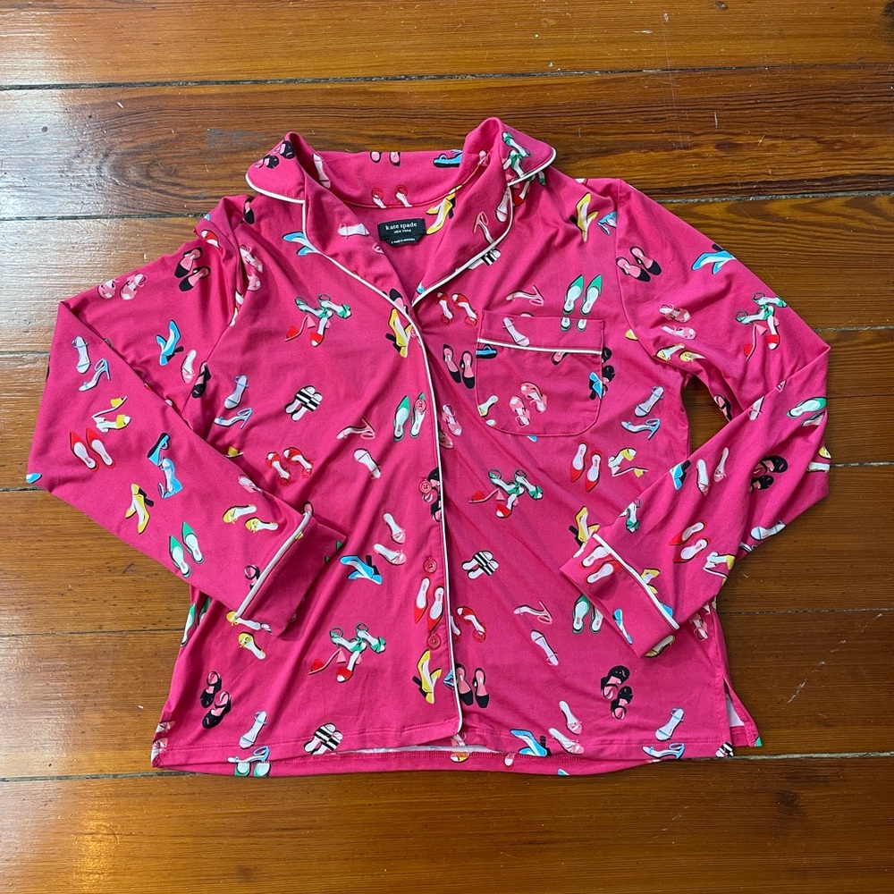 kate spade Pink Pajama Set with Multicolor Shoe Print - Picture 10 of 16